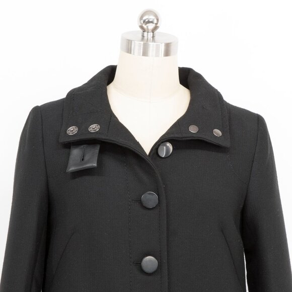 H&M Black Wool-Blend Military Style Coat - Picture 3 of 6